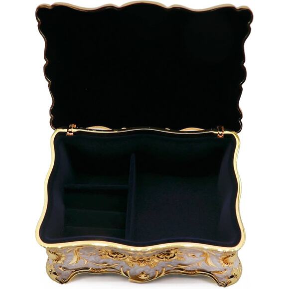 Luxury Metal Alloy Rectangular Jewelry Box Rose Pattern Small - Picture 7 of 7